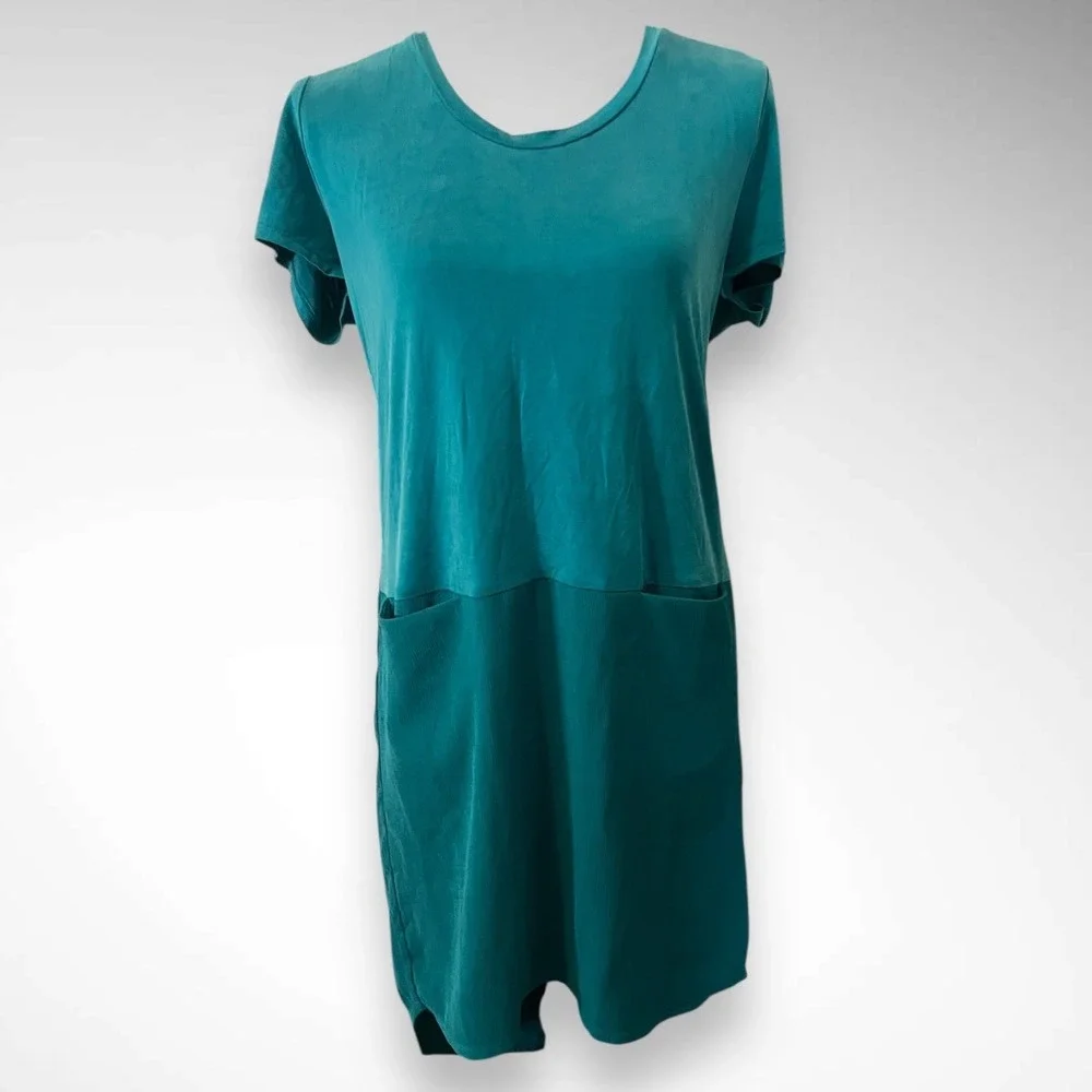 ANTHROPOLOGIE DOLAN LEFT COAST Teal Short Sleeve Shift Dress With Pockets |‎ NWT - Picture 5 of 8